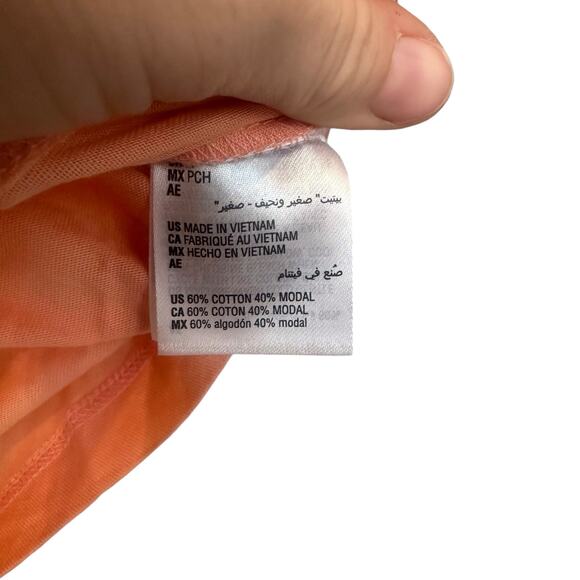 Karen Scott peach cream short sleeved ruffle front t shirt size petite small - Picture 3 of 6